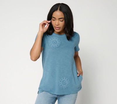 LOGO by Lori Goldstein LOGO Lavish by Lori Goldstein Knit Top with Soutache Deta