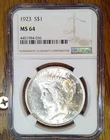 1923 BU Silver Peace Dollar NGC MS64 (036)
