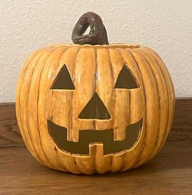 Vtg Atlantic Mold Ceramic Jack O Lantern Pumpkin Large 10