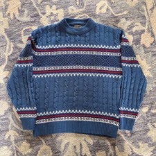 Vintage 70s JC Penney Nordic Sweater Mens Medium Cable Knit Acrylic