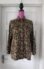 GEORGE .. Brown mix Leopard print Long sleeve Oversized Shacket Sz 10