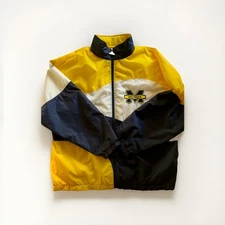 Vintage Michigan Wolverines Windbreaker X-Large Apex One White Full Zip Back Hit