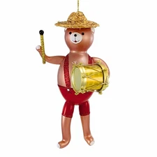 De Carlini Bear Band With Drum Blown Glass Ornament Music A57064