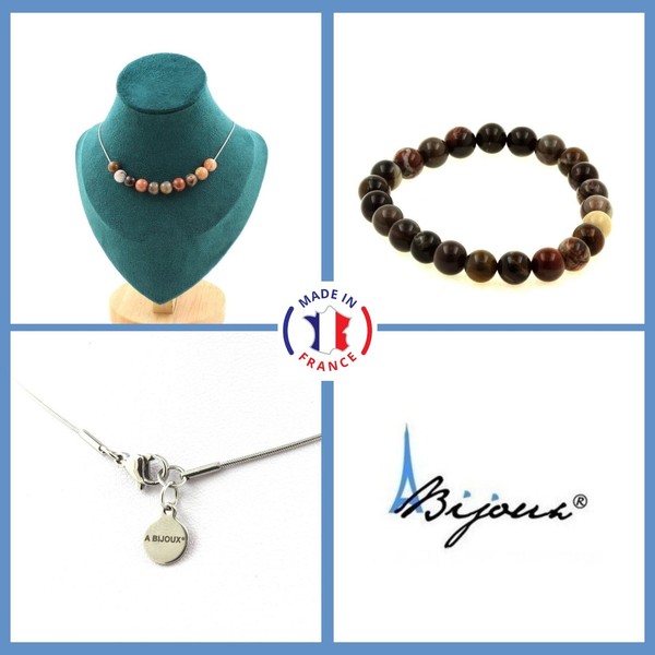 A Bijoux 10 Perlen Holz Armband Kette Schmuckset-image