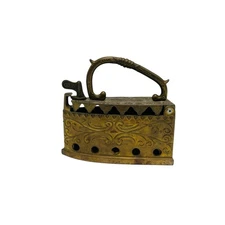 VTG Brass Coal Sad Iron Embossed Primitive Cottagecore Farmhouse Decor Doorstop