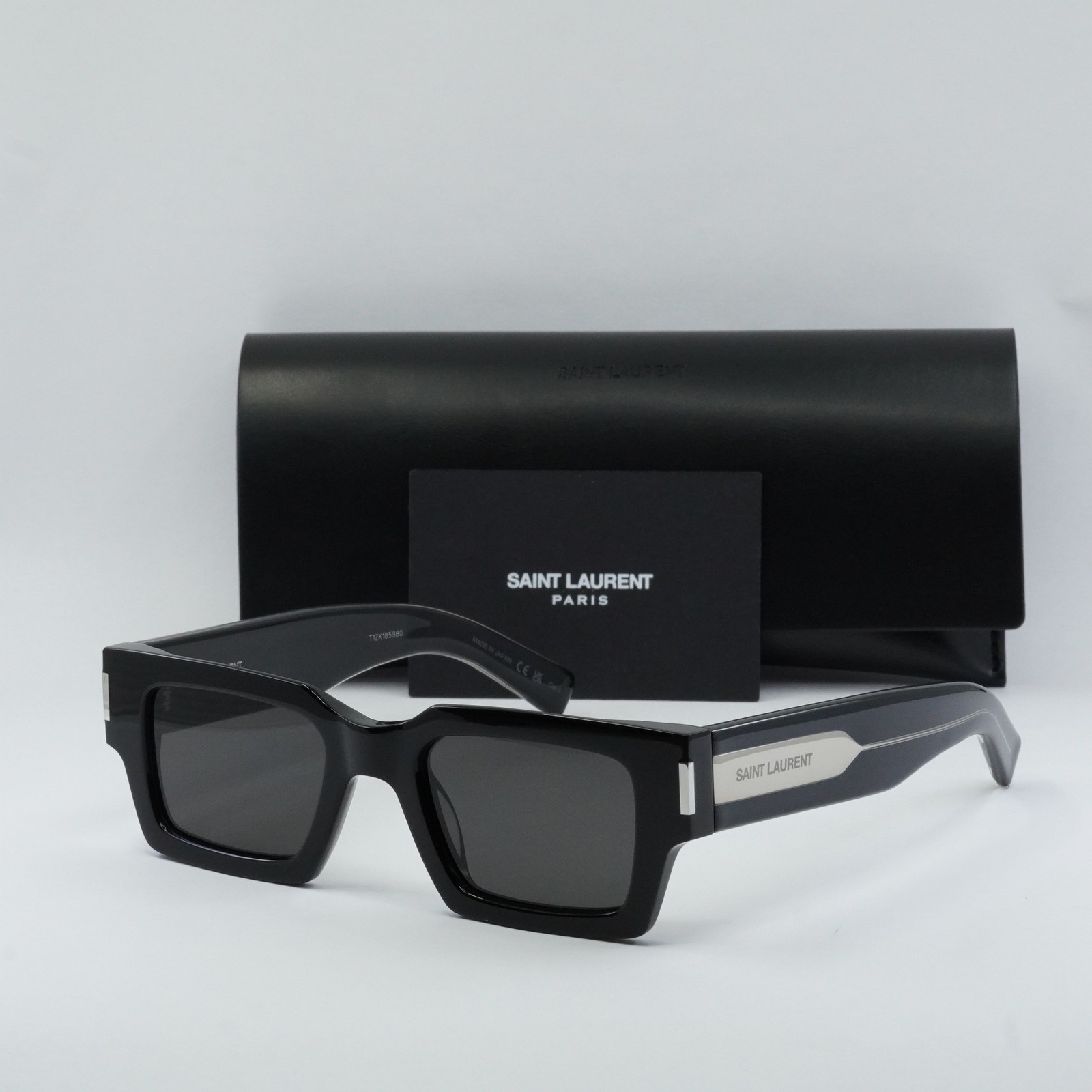 Nuovi occhiali da sole Saint Laurent SL572 001 neri con argento grigio 50 22 145