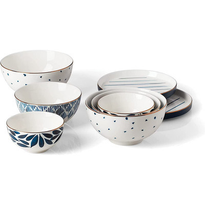 Lenox Blue Bay Luna 8-Piece Nesting Porcelain Dinnerware Set Retail $169.95