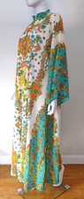 Vintage 60s 70s Sunflower Roper Muumuu Caftan Angel slv Lounge Boho Dress XL