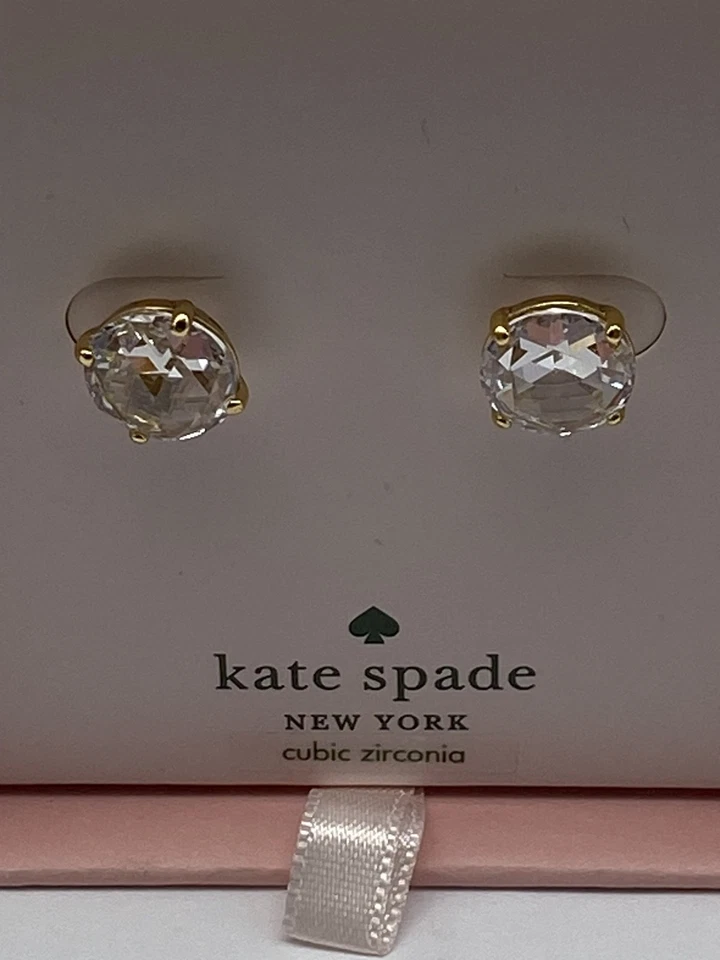 Kate Spade New York 金色透明 CZ Stub 耳环 带盒 7.8 克 — 第 2/4 张图片