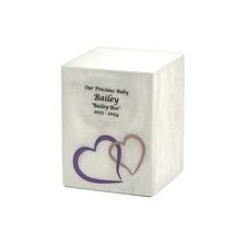 Monumental Memorials Hearts Pink White, Medium Urn