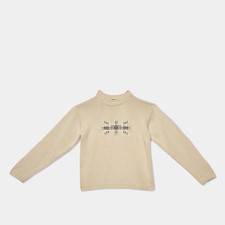 Burberry Beige Embroidered Cotton Full Sleeve Jumper 10 Yrs
