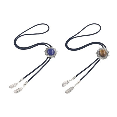 Unique Handmade Braided Stone Bolo Tie Cowboy Necktie Bolo Tie Necklace