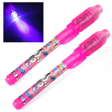 2x UV Light Pen Invisible Ink Secret Marker Pen With Ultra Violet LED Blacklight