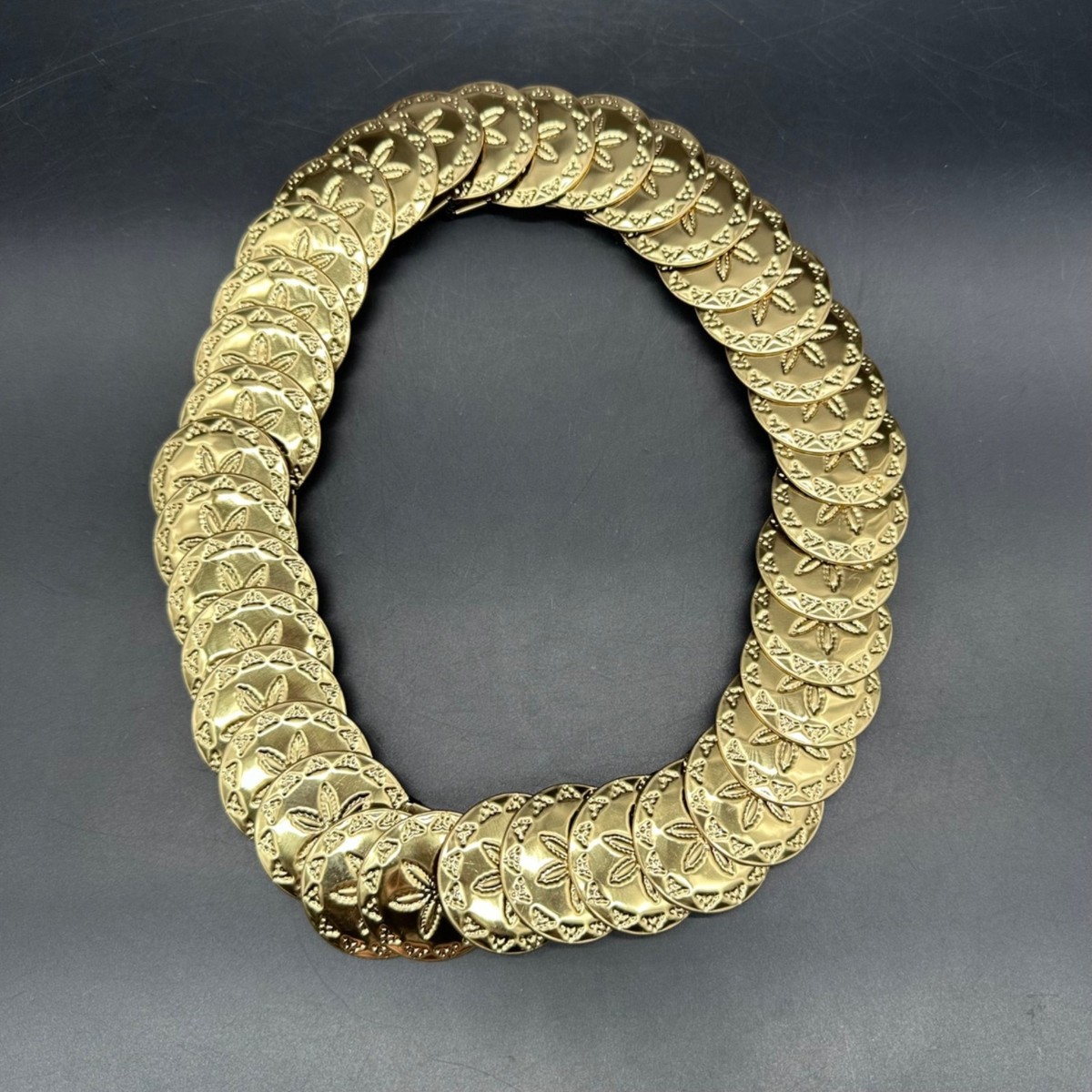 Vintage Gold Metal Stretch Belt 1970s Disco Glam Queen Statement Elastic Retro Vintage Gold Metal Stretch Belt 1970s Disco Glam Queen  main image 4