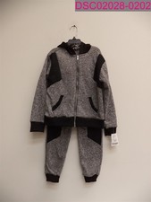 Encrypto Boys Size Large 6 2 Piece Sweat Suit Gray/Black Zip Up Hoodie/Pants