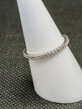 925 Sterling Silver Ring sz M Sparkling CZ Full Eternity Modern Stacker Design