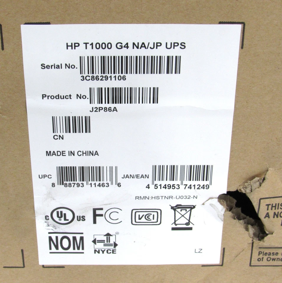 HP T1000 G4 NA/JP UPS 1 kVA 680 Watts 8 AC Outlets P/N J2P86A New Sealed - Image 3 of 4