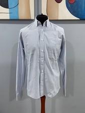 PRADA mens white-blue plaid mens cotton dress shirt size 41/16 pre-owned