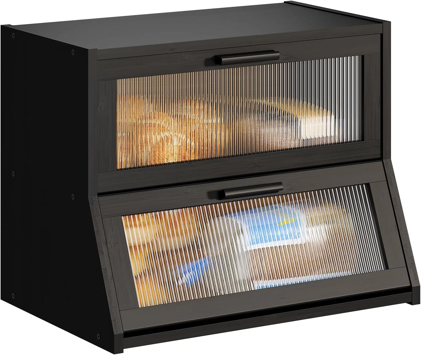Large Bread Box Double Layer Bamboo Bread Box for Kitchen Counter Container Farm