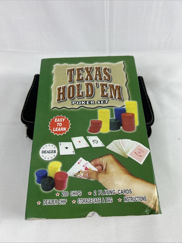 Vintage Cardinal Texas Hold 'em Poker Set 200 Chips 2 Decks Travel Case PS03-A