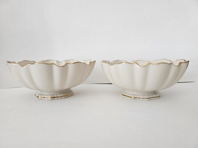 Lenox 6  SYMPHONY Scalloped Porcelain FOOTED (2) BOWLS with 24k Gold Trim USA