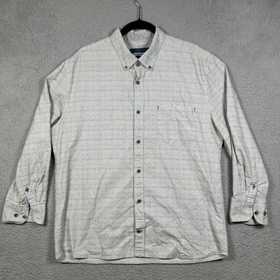 32 Bar Blues Mens XL Grey White Micro Grid Cotton Button Down Shirt Turkey