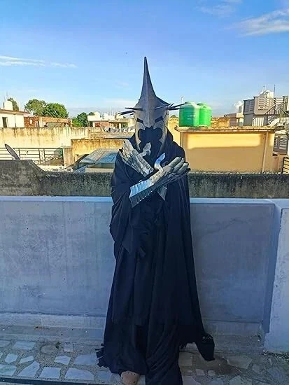 Hecho a mano Negro Jinete Fantasma Vestido Brujo Rey Nazgul Espectro del Anillo Disfraz de Halloween Foto 4 de 4