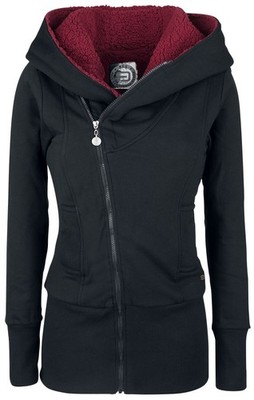 RED by EMP Damen schwarze Kapuzenjacke mit Teddyfell-Kapuze