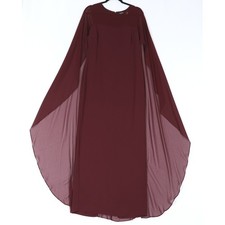 Lauren Ralph Lauren Cape Gown Womens 10 Burgundy Formal Elegant Maxi $265 NWT
