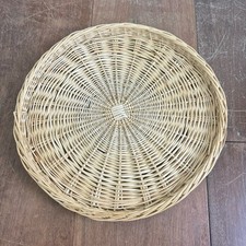 Vintage Handmade Wicker Large Flat Herb Drying or wall Decor basket tray 15"