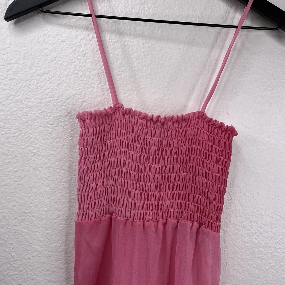 Top Guess Jeans Para Mujer Rosa Talla S Sin Mangas Semi Transparente Encaje Años 90 Y2K Foto 4 de 4