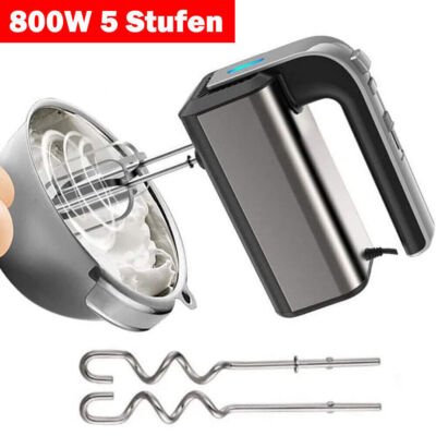 Handmixer Stabmixer Handrührgerät Knethaken Pürierstab Häcksler 800W 5 Stufen