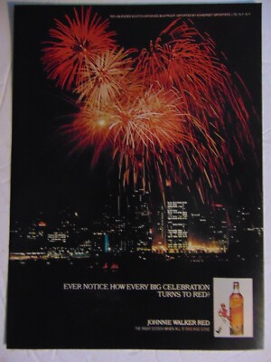 1977 JOHNNIE WALKER RED Like A Big Fireworks Celebration vintage print ad