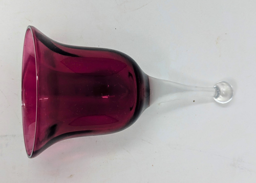 Vintage Pilgrim Cranberry and Clear Glass Bell with gorgeous coloring and beauti - Picture 4 of 4
