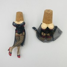 Bouchons de bouteille vintage (2) bas résille plantureux fille céramique liège RARE