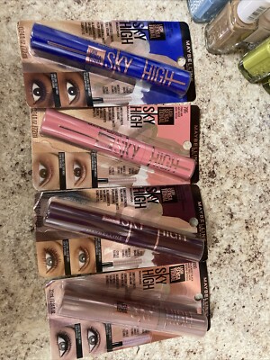 Maybelline Lash Sensational Sky High Blue Mist Pink Air Burgundy Haze Set Of 4