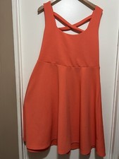 Torrid Textured Cross Back Skater Dress Coral Size 2X