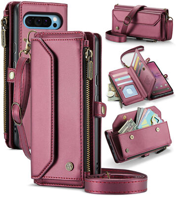 Fr Google Pixel 10 Pro XL 9 8 Pro 7A Zipper Leather Wallet Card Case Stand Cover
