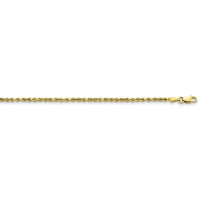 Real 10K Yellow Gold 2.25mm Semi-solid Diamond Cut Rope Chain; 18 inch