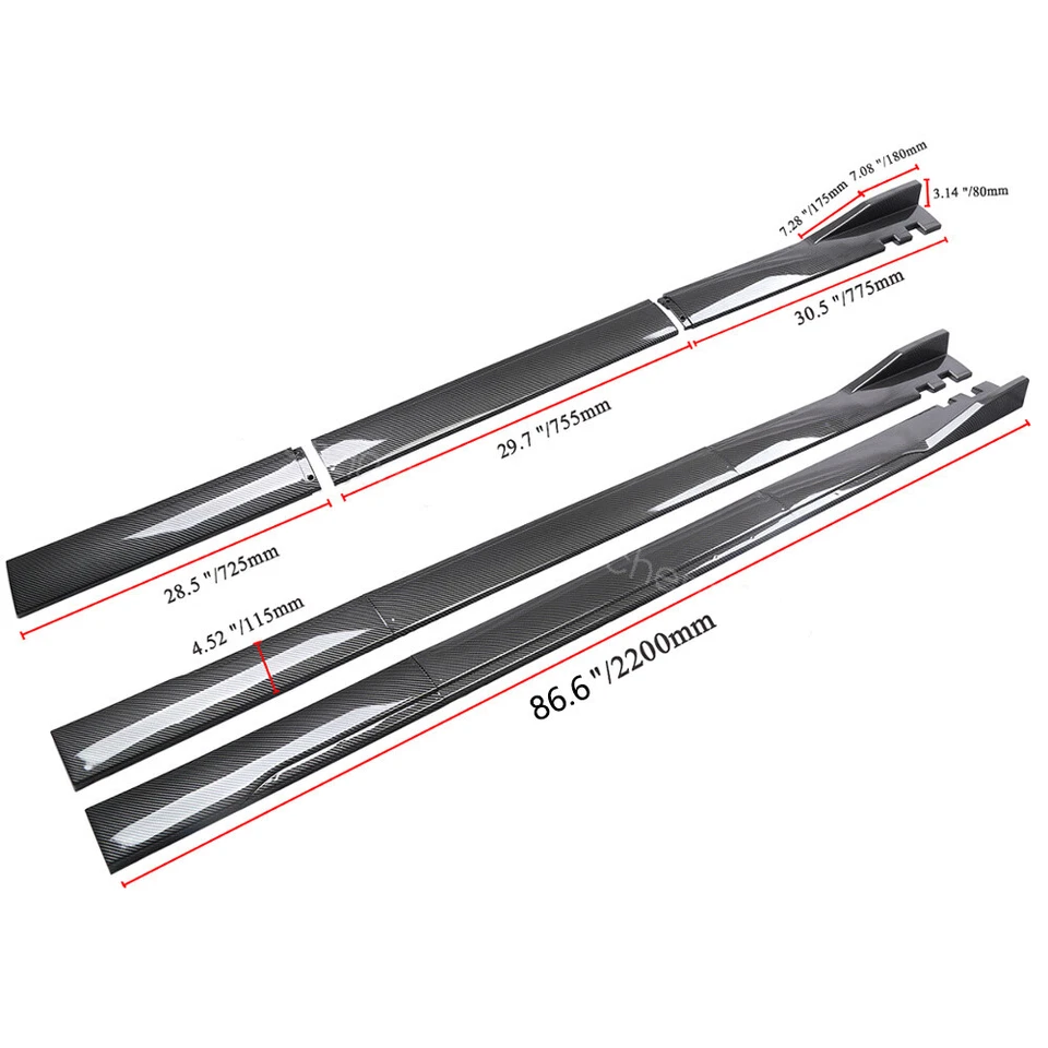 For Jeep Grand Cherokee 10-23 Carbon Fiber Style Side Skirts Extension Lip Panel Foto 2 de 4