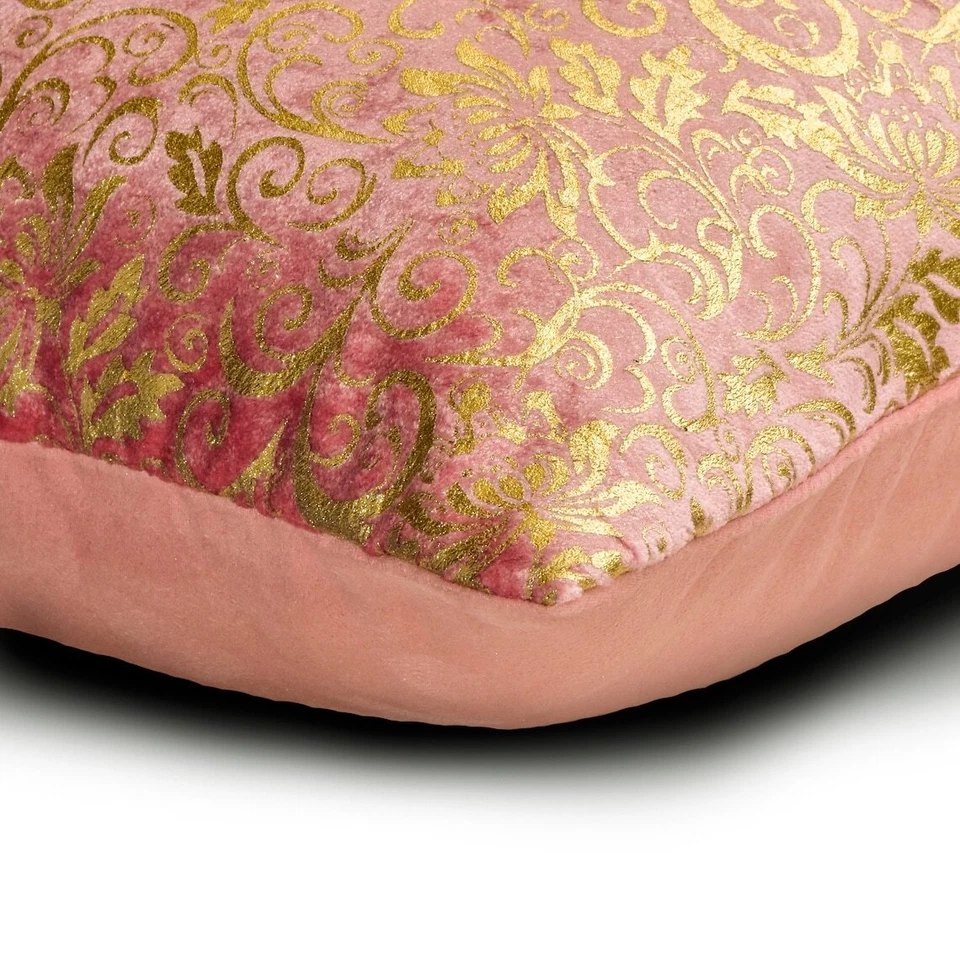 Decorative Lumbar Cushion Cover Pink 12 x 16 inch, Bed Decor Velvet - Mumtaaz - Image 2 of 3