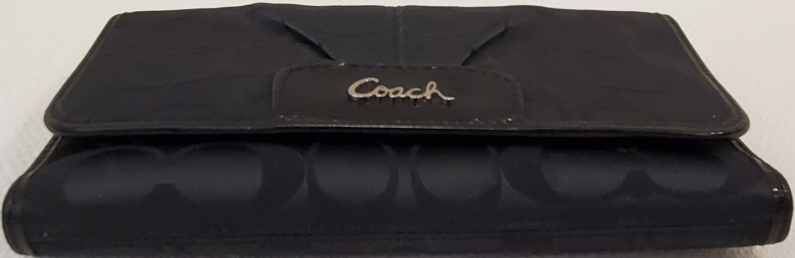 Coach Signature C Logo Medium Black Jacquard Leat… - image 2