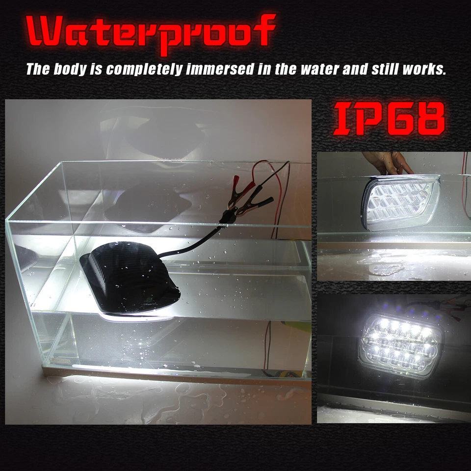 Faros LED cuadrados haz sellado 2 piezas para Ford E-150 E-250 E-350 H6054 7x6" 5x7 Foto 3 de 4