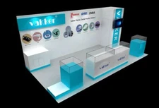 Aluminum Framed 10*20ft Booth Tempered Glass Tower Display Showcase