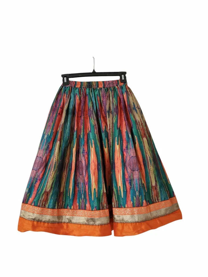 Handmade Circle Skirt Size XS/S Colorful Ethnic Boho Striped Pleated Festival - Image 2 of 4