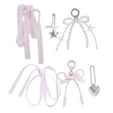 Fashion Pearls Bowknot Heart Star Keyring Unique Key Accessory for Female Style