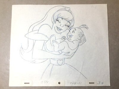 SPACE ACE (1983) KIMMY Original Production Drawing Don Bluth Dragon's Lair cel