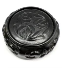Fenton Black Glass Ogee Floral Scroll Work Pedestal Display Stand ~ PERFECT!