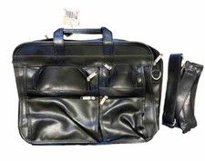 Black Leather Laptop Case 2 Different Pockets 3 Dividers Strap Included.