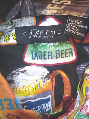 Men's Cactus Black Label Print Short Sleeve Shirt Large